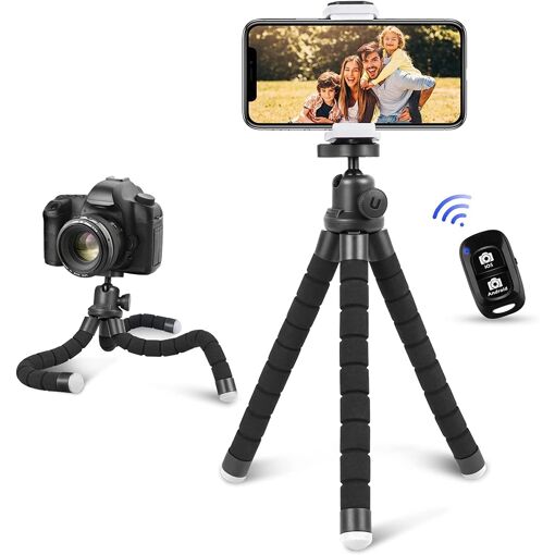 Tripié ligero y antideslizante para teléfono inteligente y cámara con control remoto Bluetooth para viajes, acampada y selfies (Q378)