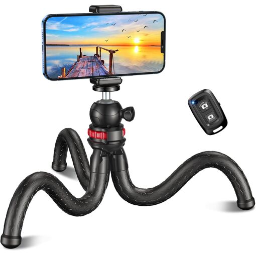 VSBDYUFGSUYDF Smartphone Tripod, 360° Rotating Flexible Mini Tripod for Camera with Bluetooth Remote Control, Selfie Stick Tripod for Phones, Cameras & Gopro, Ideal for Video Recording (Q700)