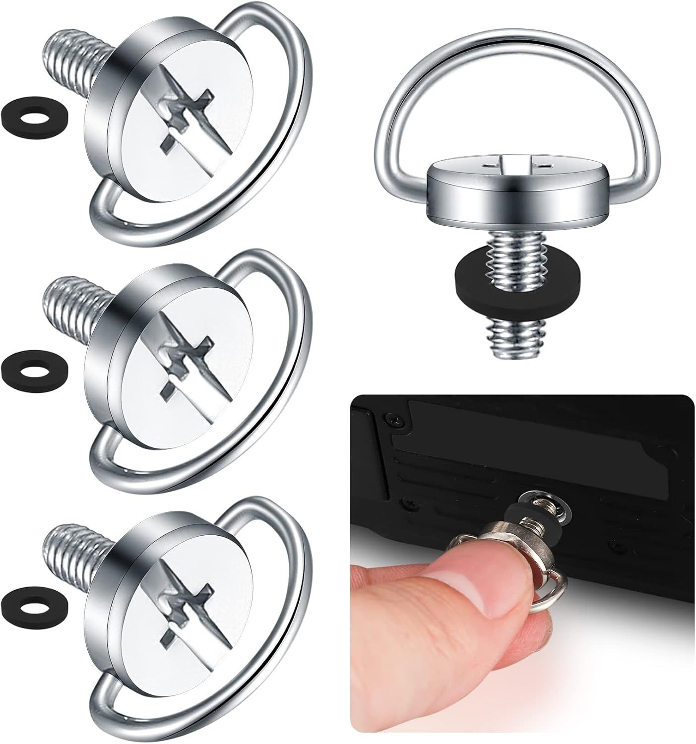 VSBDYUFGSUYDF 4-Piece Quick Release Mounting Screws with D-Ring, M4 Montage Bolts with D-Ring, Stainless Steel Compatible with DJI Mini 3 Pro RC Remote, Camera Tripod, Quick Release Plate