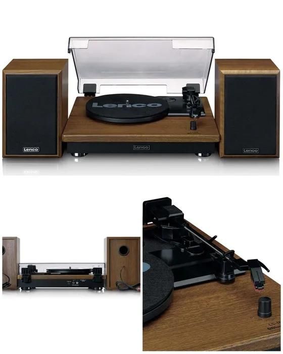 Lenco LS-100WD Vinyl Player - Bluetooth 5.0 - 3 Speeds