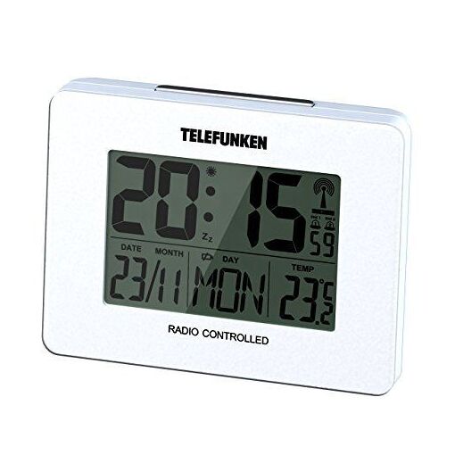 Reloj despertador Telefunken de plástico, Negro