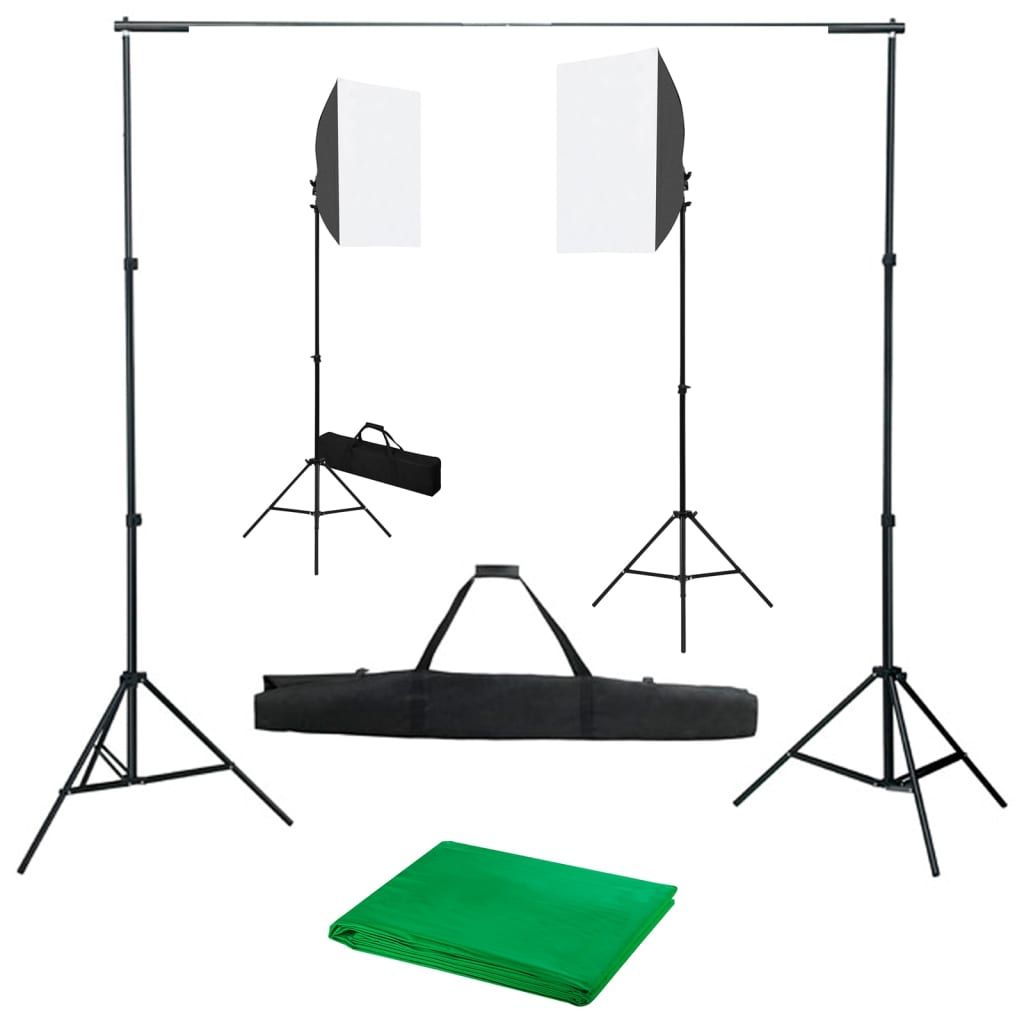 VIDAXL Photo Studio Kit with Light Boxes and Background Fabric
