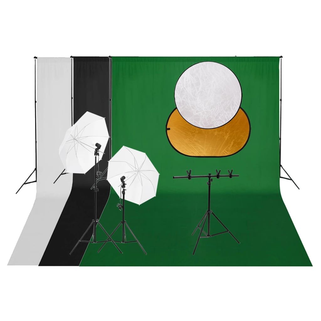 VIDAXL Photo Studio Kit with Lighting Background and Reflector