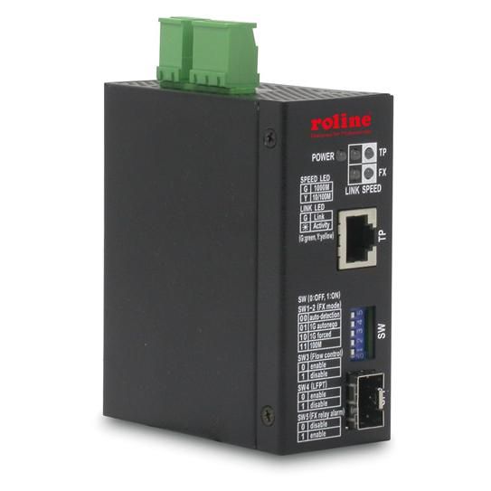 Roline Industrial Converter, 10/100/1000T - 100/1000F