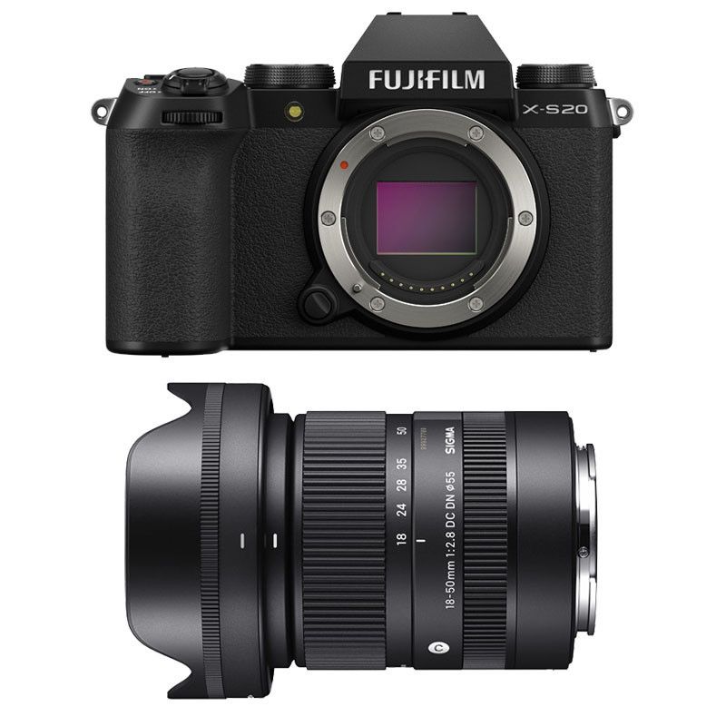 Fujifilm X-S20 Black + Sigma 18-50mm Lens, 3-Year Warranty
