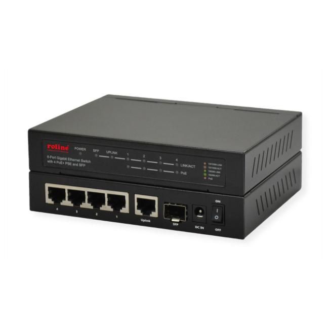 Roline Gigabit Ethernet Switch (10/100/1000) with PoE, Black