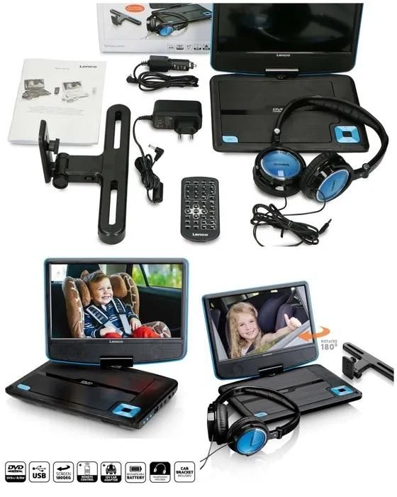 Lenco Portable DVD Player - DVP-910 - 9-Inch Screen - Rechargeable Battery - Headphones Included