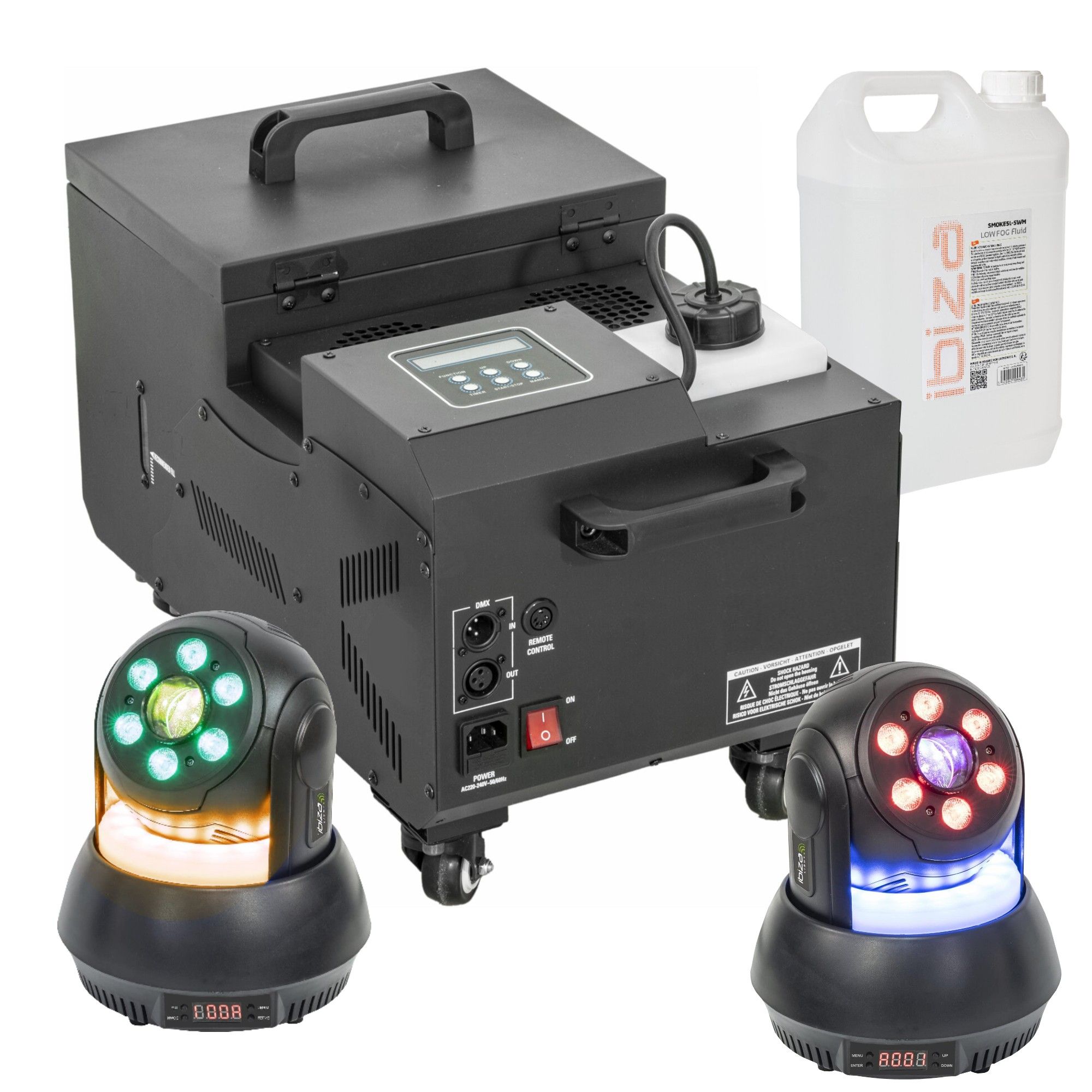 Heavy Smoke Machine 1500W - 2 Ibiza STAR-SPOT Wash Lights + Party Wedding Dance DJ Pro Kit