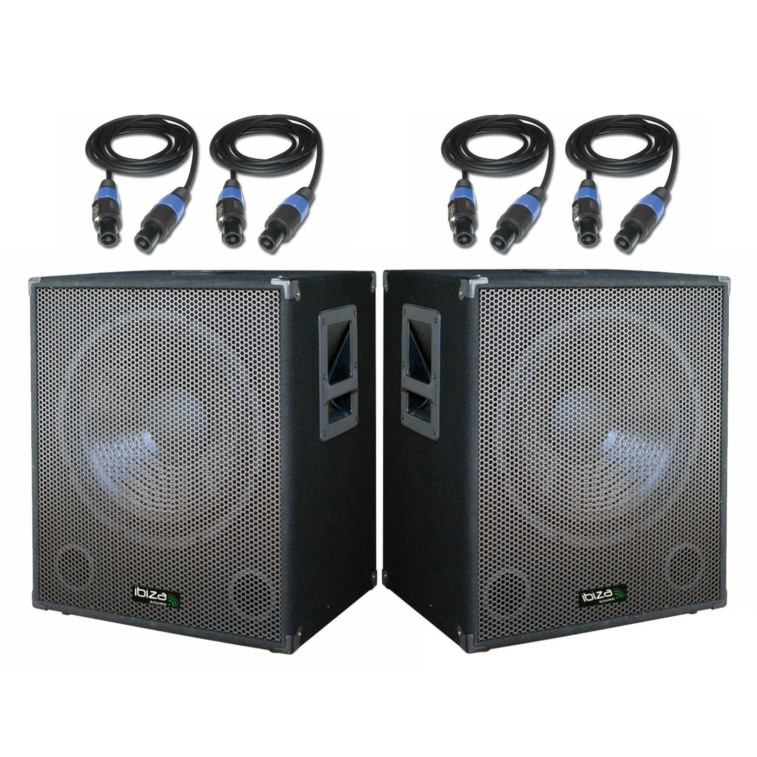 Ibiza Pack Sono Ibiza - 2 Active Subwoofers SUB15A 2x800W with 4 Speakon Cables for DJs Weddings Party Venues
