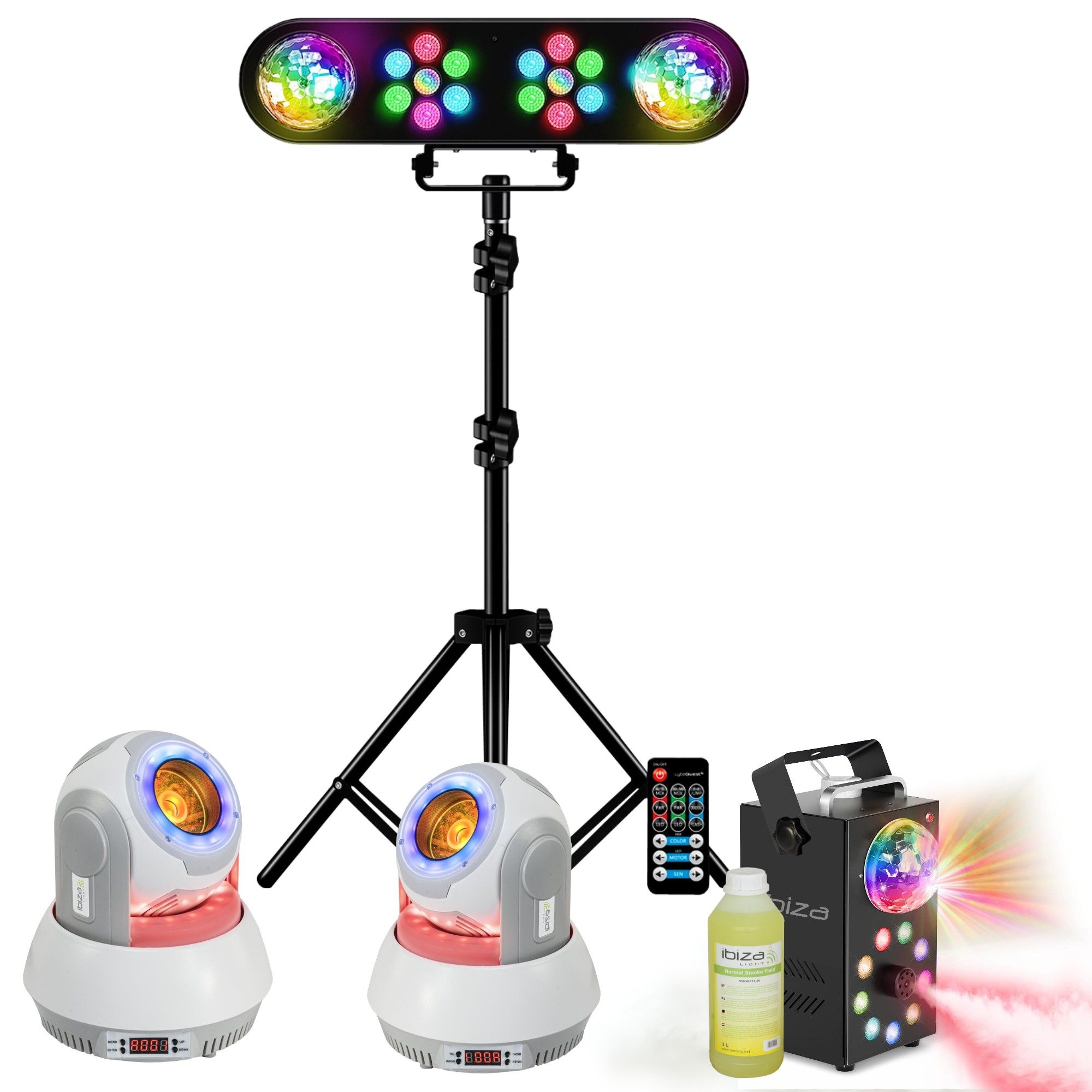Ibiza Light LEDBAR-ASTRO-RC 2 Astro 2x PAR Projectors - 2 Beam Lyres 40W - 400W Smoke Machine