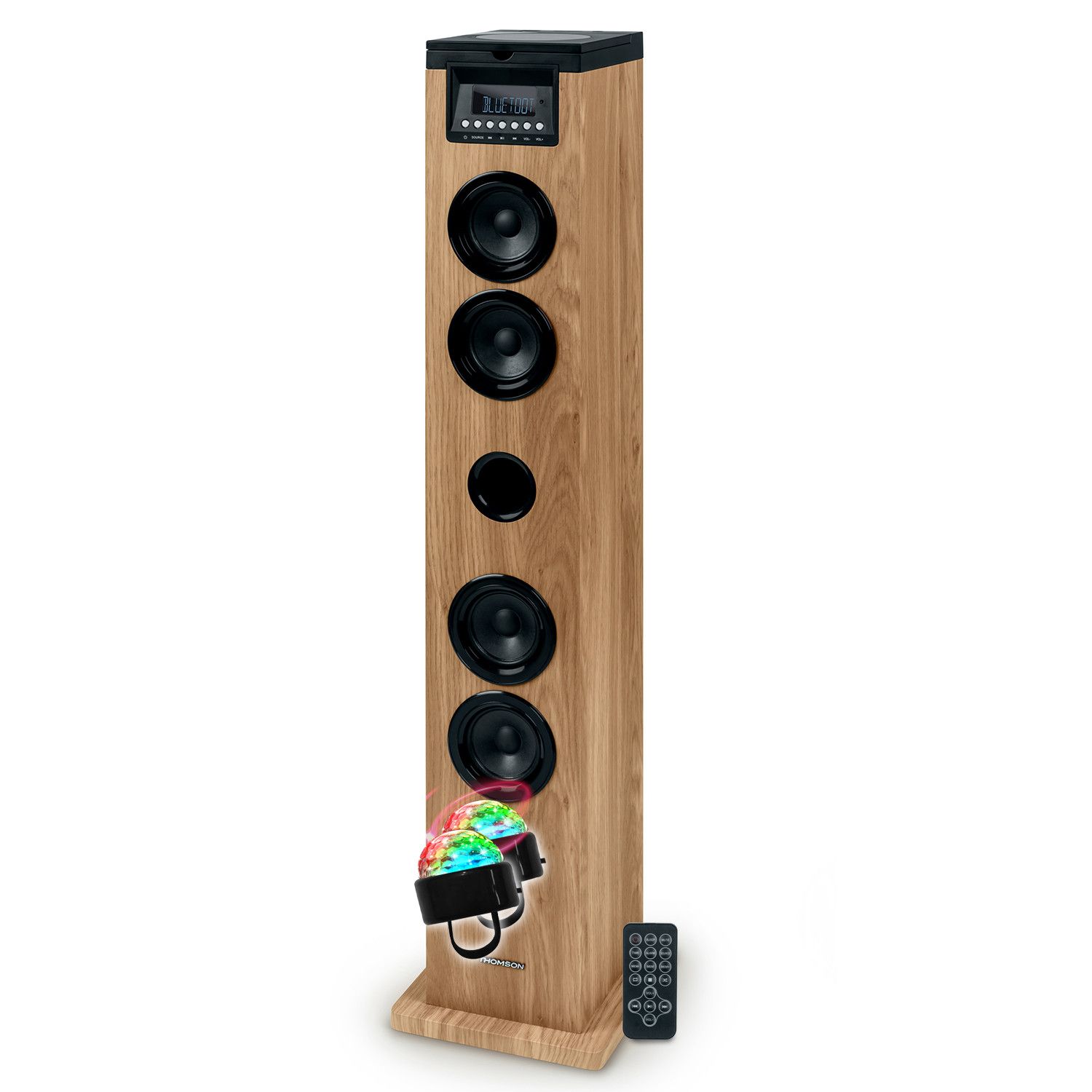Pickering Tour de Son DS122CD - 60W Bluetooth Hi-Fi Tower Speaker with CD Player, AUX IN, FM Radio, Wood/Black