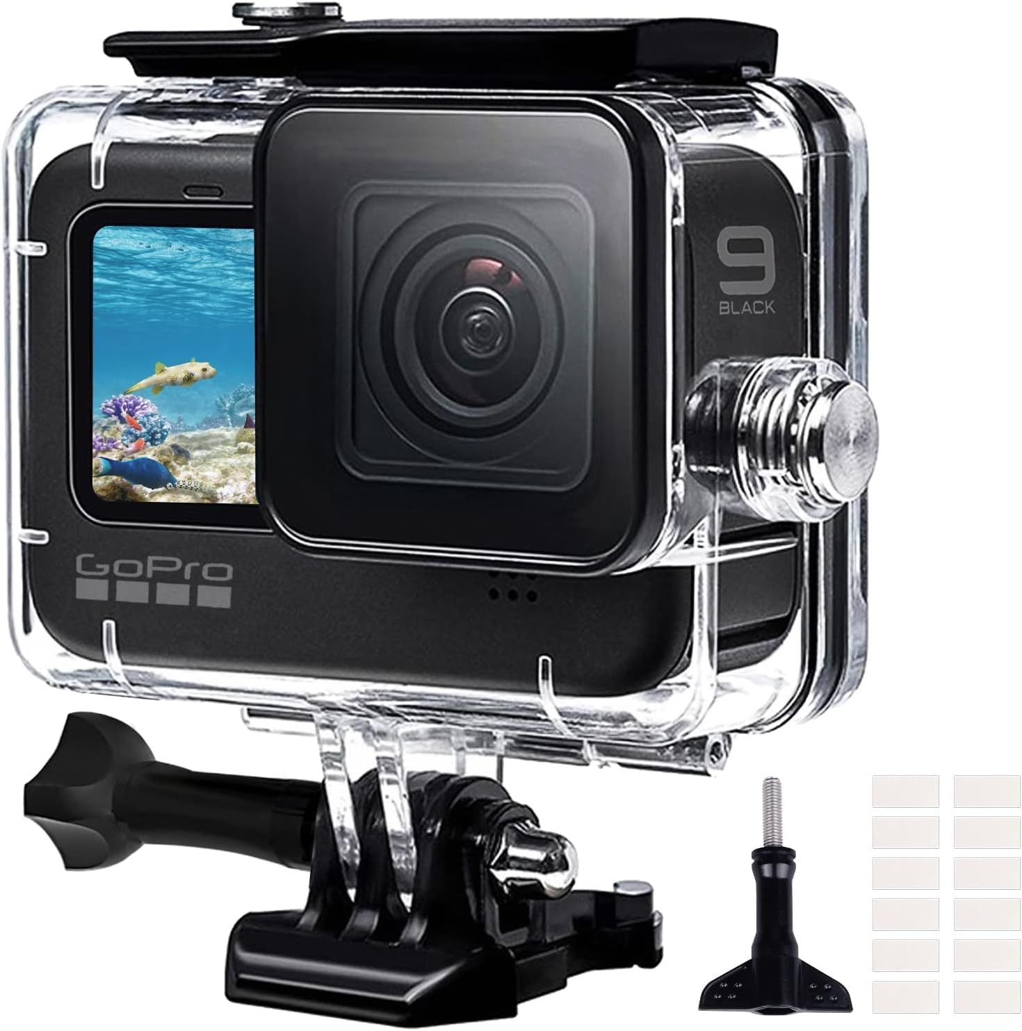 SANAG Waterproof Case for GoPro Hero 9/10/11/12/13 - Black, Dive Protection Case up to 60m with Double Loop Design, Protection Frame for GoPro 9/10/11/12/13