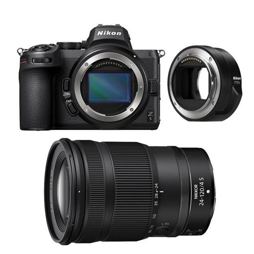 Nikon Z5 Hybrid Camera + Z 24-120mm f/4 S Lens - 24MP CMOS 3:2 - 4K Video - Wi-Fi/Bluetooth - Black