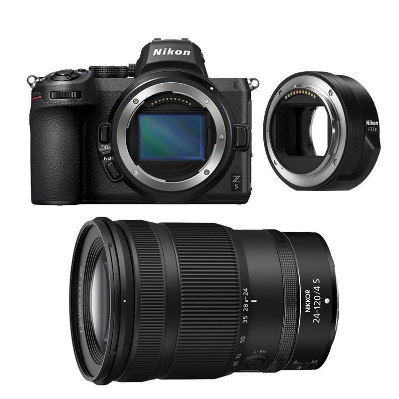 Cámara híbrida Nikon Z5 + Lente Z 24-120mm f/4 S - CMOS de 24MP 3:2 - Vídeo 4K - Wi-Fi/Bluetooth - Negro