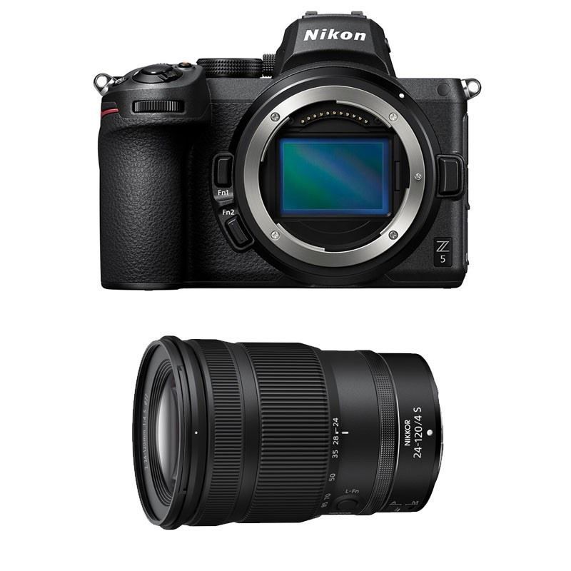 Cámara híbrida Nikon Z5 + Objetivo Z 24-120mm f/4 S - 24.3 MP - 4K - Wi-Fi/Bluetooth - Negro