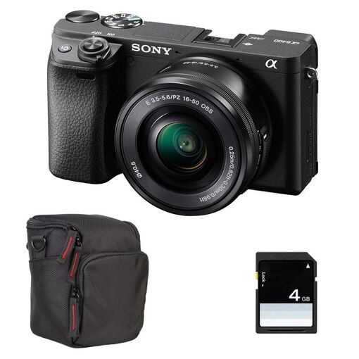 Cámara sin espejo Sony A6400 Negra (Kit con lente 16-50 mm + bolsa + tarjeta SD de 16 GB)