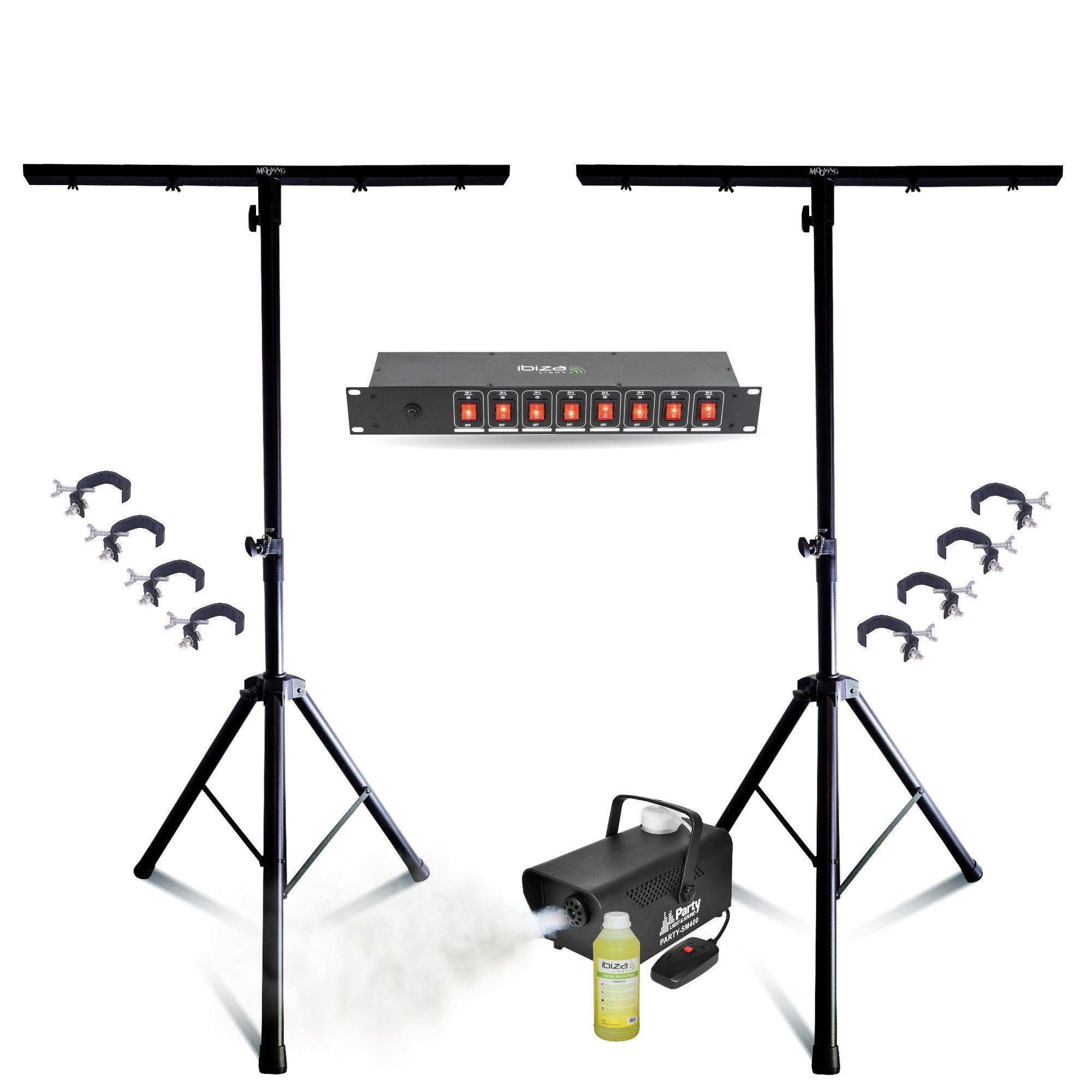Mooving Light 2-Pod Adjustable Lighting System ML-SUPPORT-DJLIGHT - 8 Hooks SH2B - 8-Way Dispersal Machine - 400W Smoke Machine