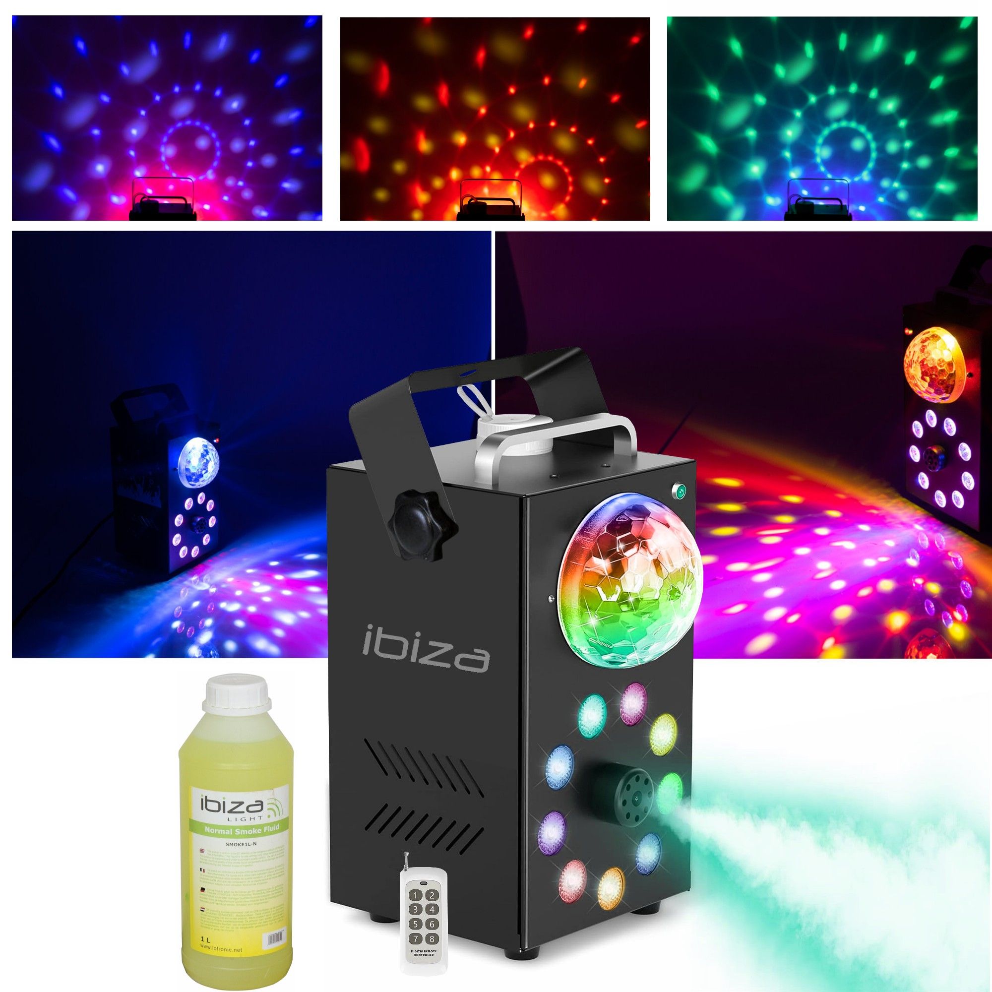 MOOVING LIGHT & SOUND 2-Foot Moving Light Pack - 8 Hooks SH2B - 8-Way Dispensing - Ibiza Smoke Machine 700W DMX