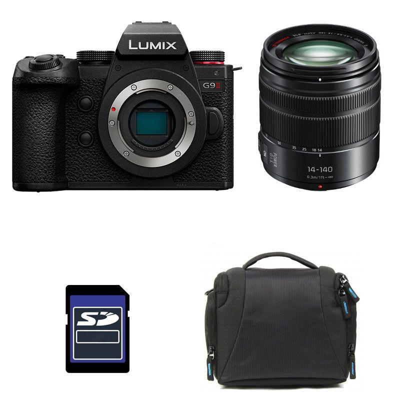 Panasonic Lumix G9 II Black Mirrorless Camera + 14-140mm f/3.5-5.6 ASPH Power OIS Lens + Case and 4GB SD Card