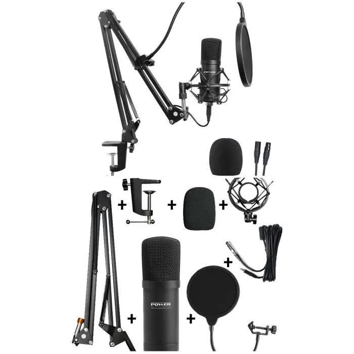 Kit Power XLR con pie y accesorios para grabación de voz e instrumentos