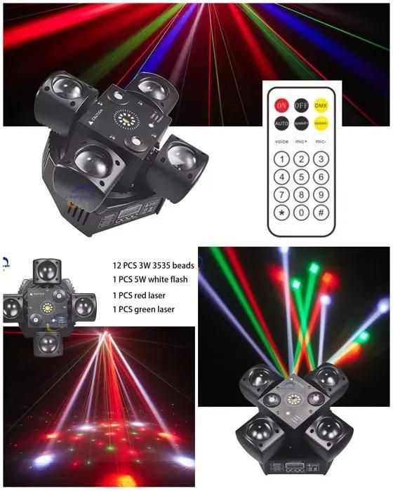 Audio Club MH4LED 4-in-1 LED Lighting Kit - 100W RGBW PAR Lights, Red & Green Laser, 10W Strobe