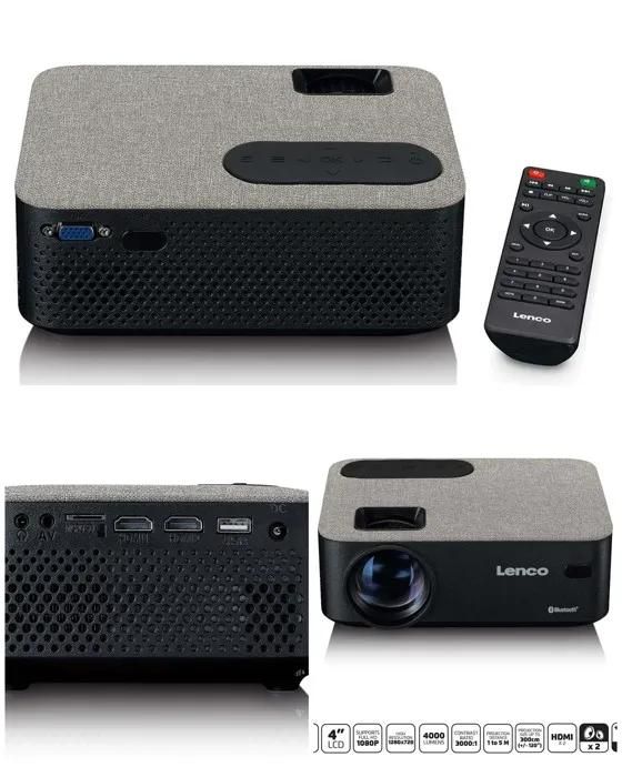 Lenco Bluetooth LCD Portable Projector 720p HD 4000 Lumens