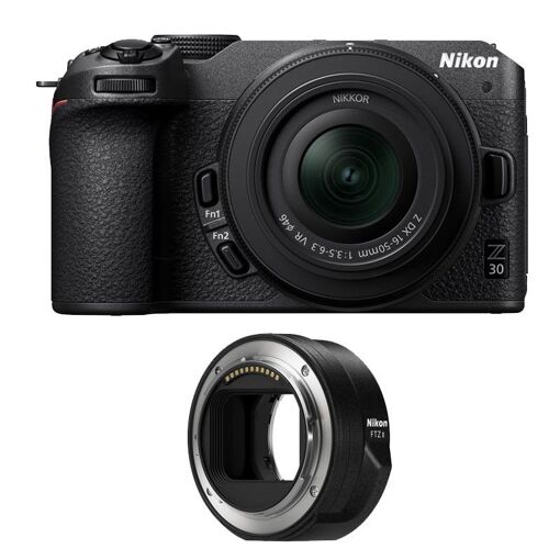 Cámara sin espejo Nikon Z30 + Objetivo Z 16-50mm + Adaptador FTZ II (Garantía de 3 años)