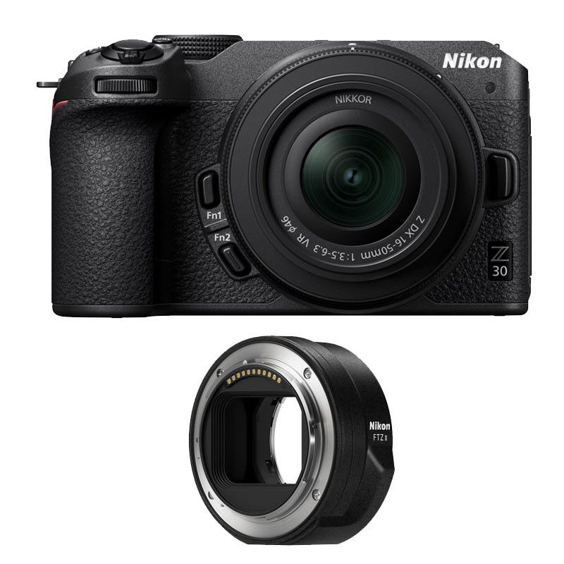 Nikon Z30 Mirrorless Camera + Z 16-50mm Lens + FTZ II Adapter (3-Year Warranty)