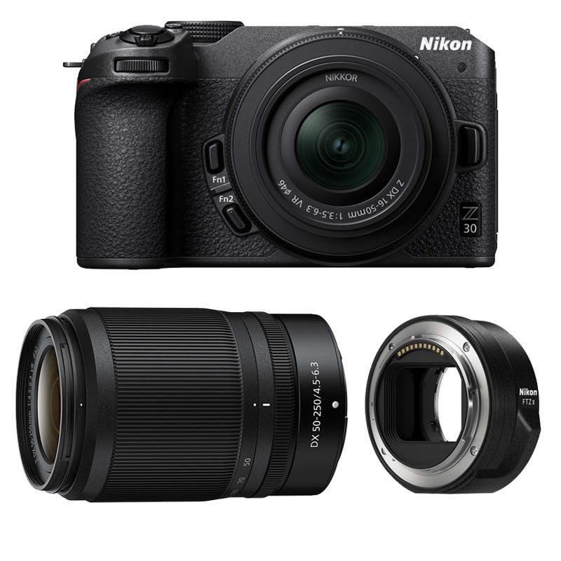 Nikon Z30 Mirrorless Camera Kit with Lenses and 3-Year Warranty + FTZ II Adapter