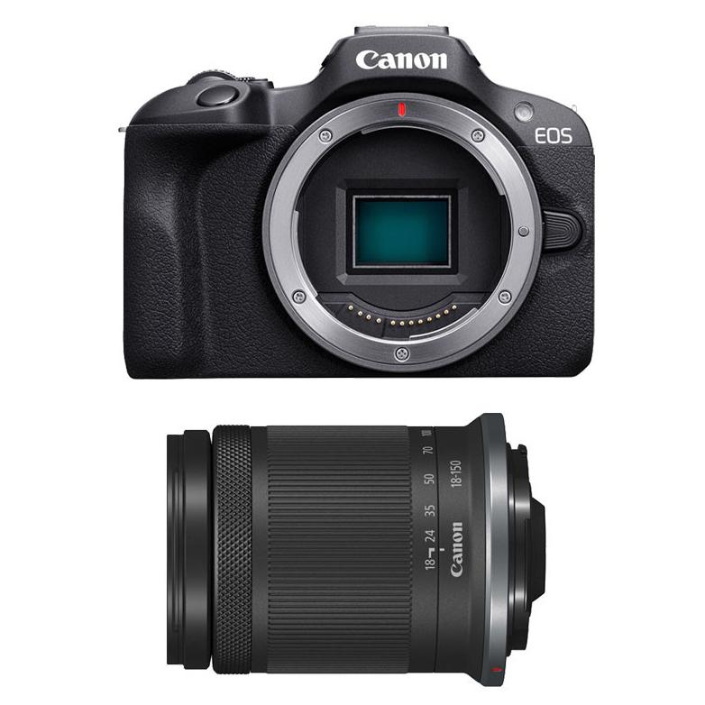 Canon EOS R100 + RF-S 18-150mm f/3.5-6.3 IS STM Mirrorless Camera with 24.1MP CMOS Sensor, Black