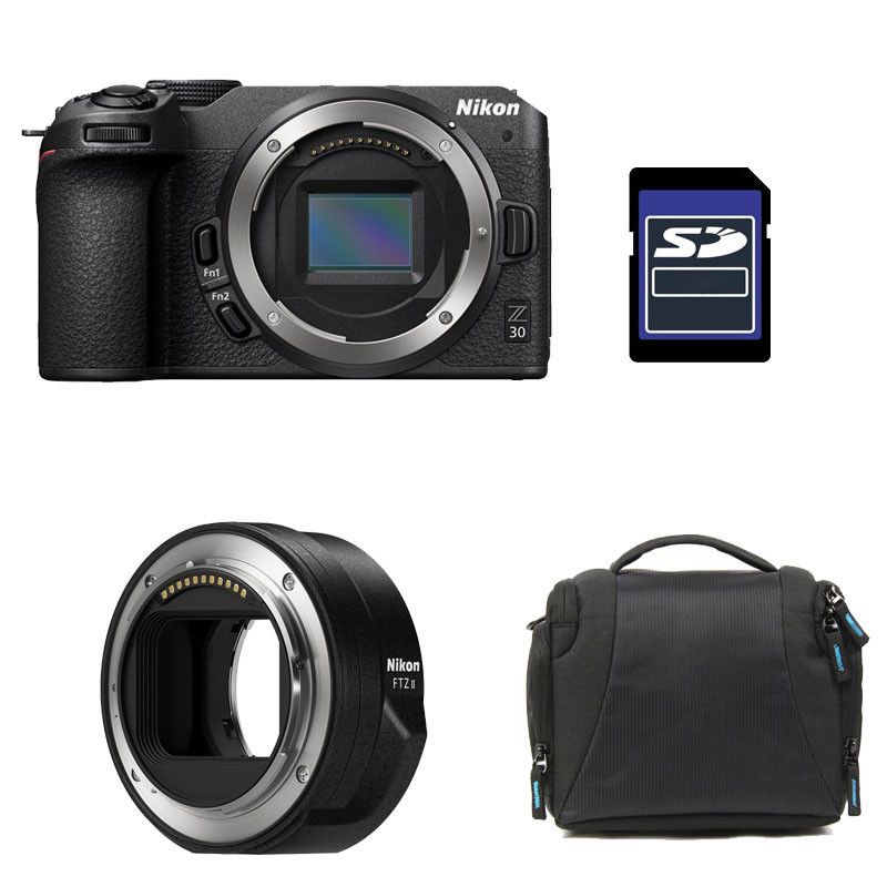 Nikon Z30 Camera with 3-Year Warranty, Bag, 8GB SD Card, and FTZ II Adapter