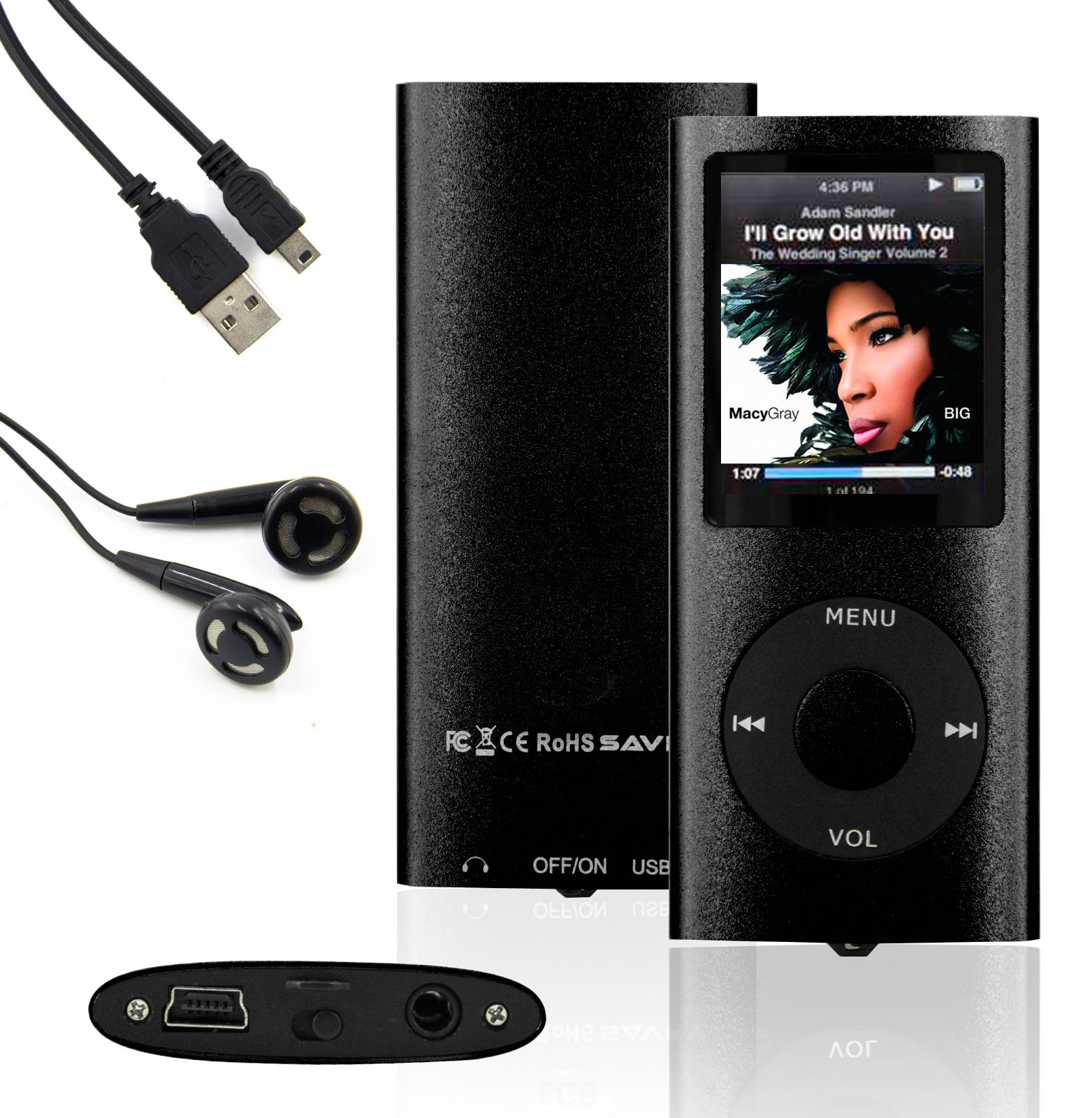 Artrip 8GB MP3/MP4 Player (Black) with Video, Radio FM, Music, Games, Headphones, USB Cable and Case