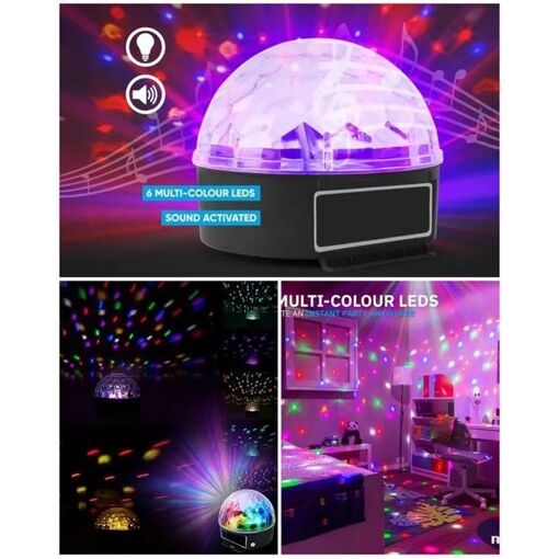 Conjunto de luces LED Audio Club - Balón DJ Mágico Jelly - 6 LEDs de 1W - Haces de colores múltiples - Modos automáticos