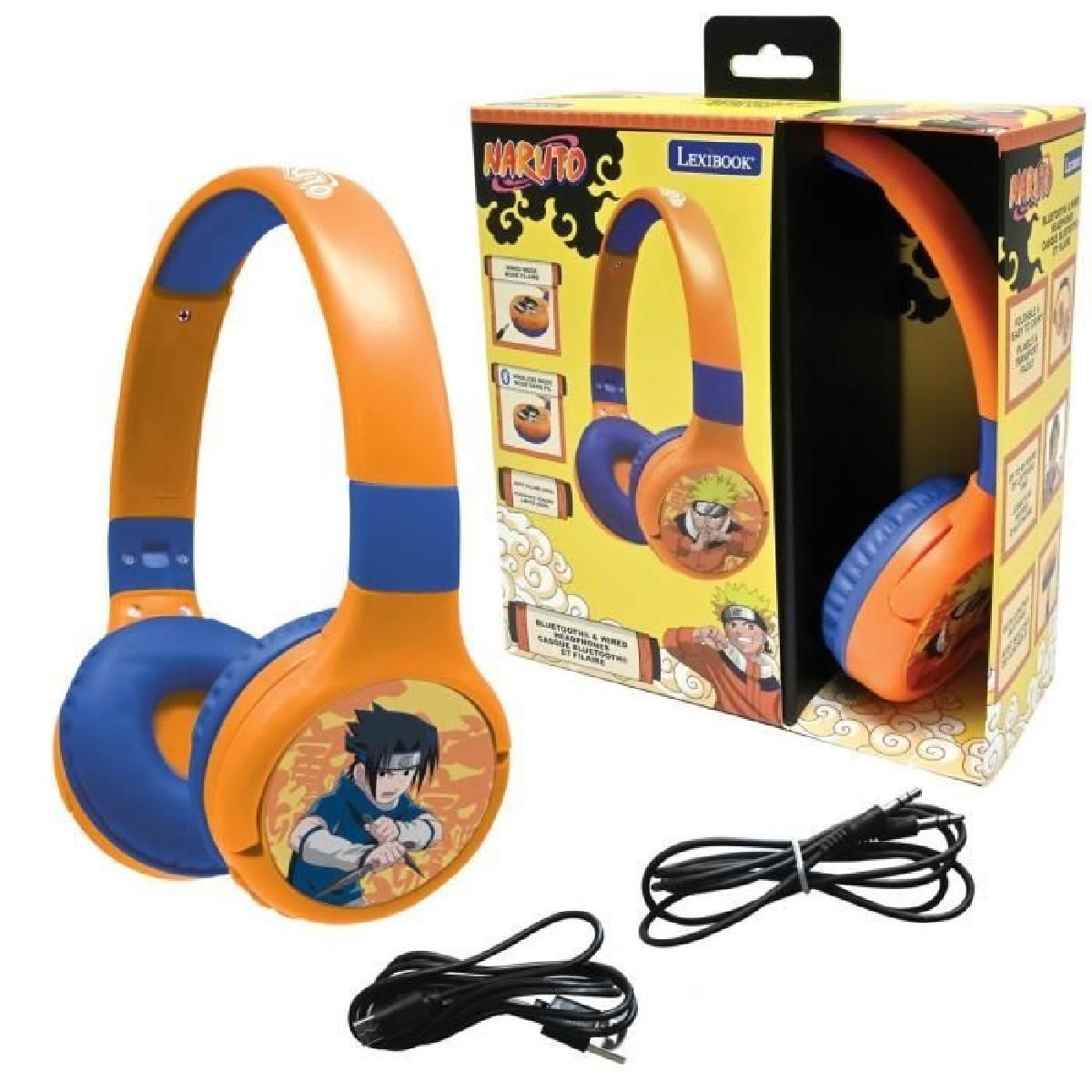 Lexibook 2-in-1 Bluetooth & Wired Foldable Headphone with Naruto Sound Limit