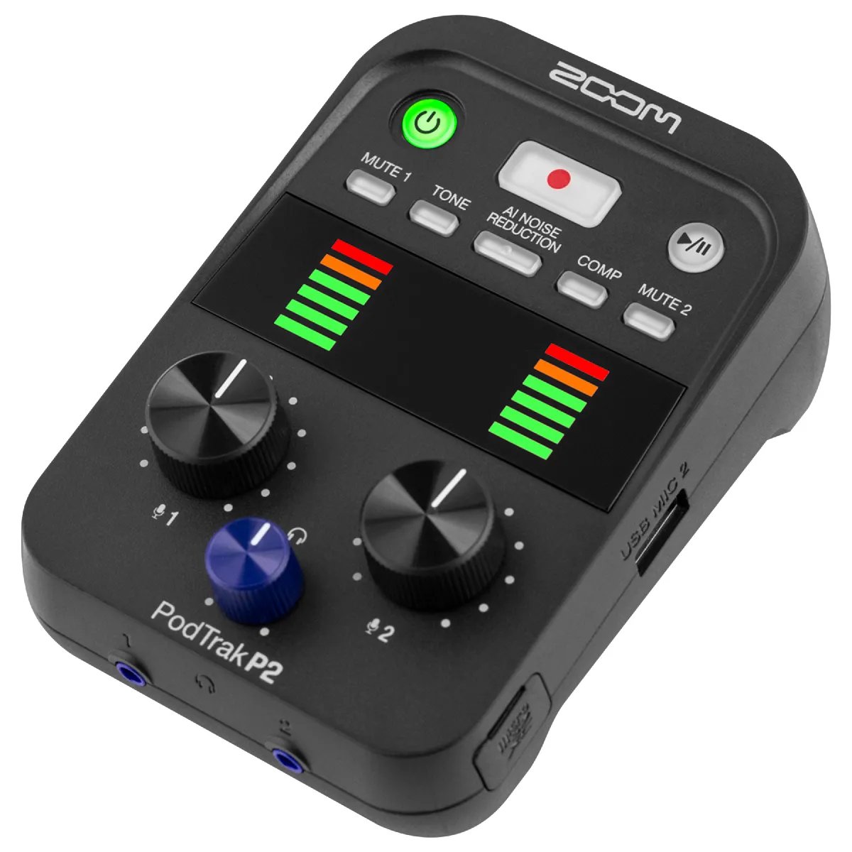 Zoom Podtrak P2 Digital Audio Recorder - 2-Channel - WAV - SD Card - RCA Input - Headphone Jack