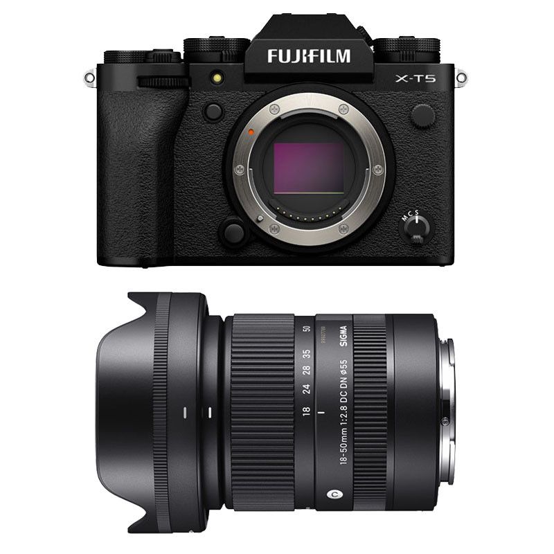 Fujifilm X-T5 Noir + Objectif Sigma 18-50mm, garantie 3 ans