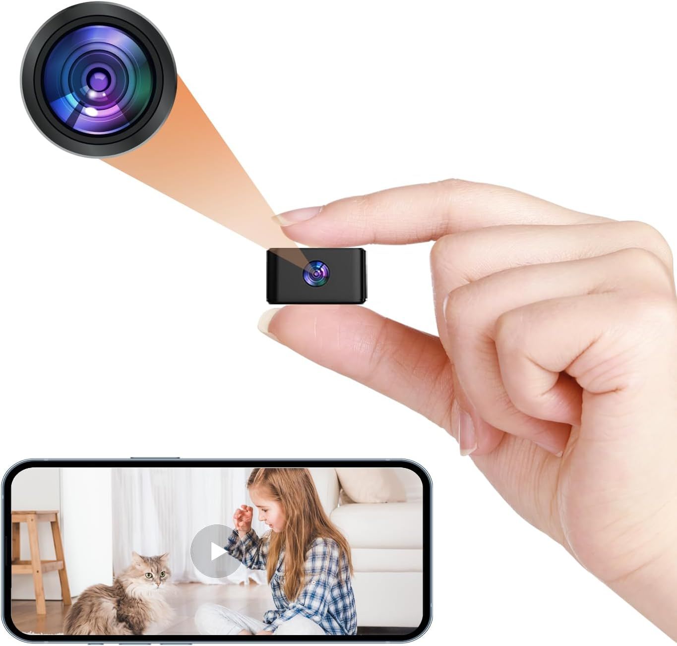 Cámara Espía Mini Twinsim WiFi - Cámara Oculta con Vídeo 1080P, Ángulo Amplio y Detección de Movimiento