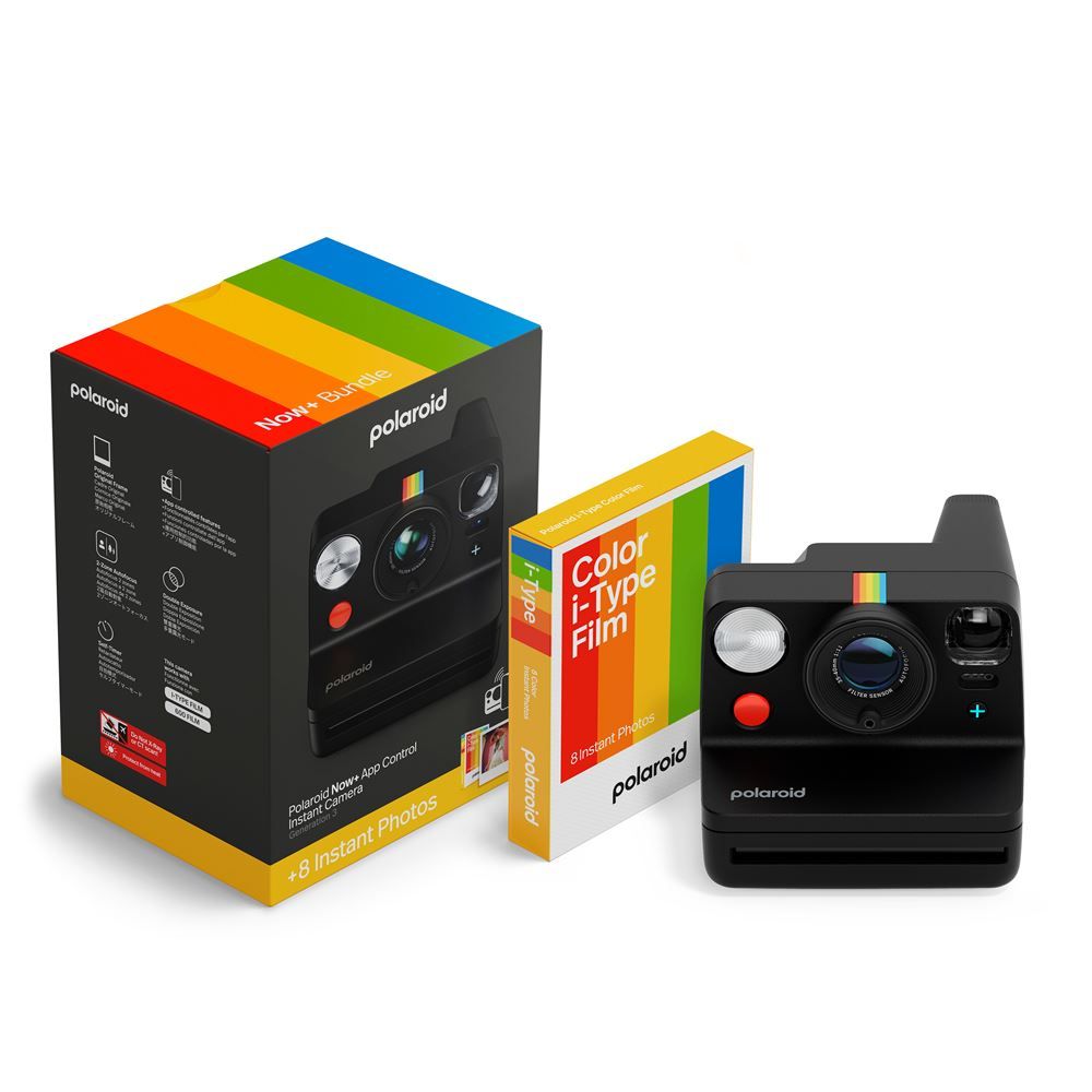 Polaroid Now+ Instant Camera + 8-Photo Film Pack (Black)