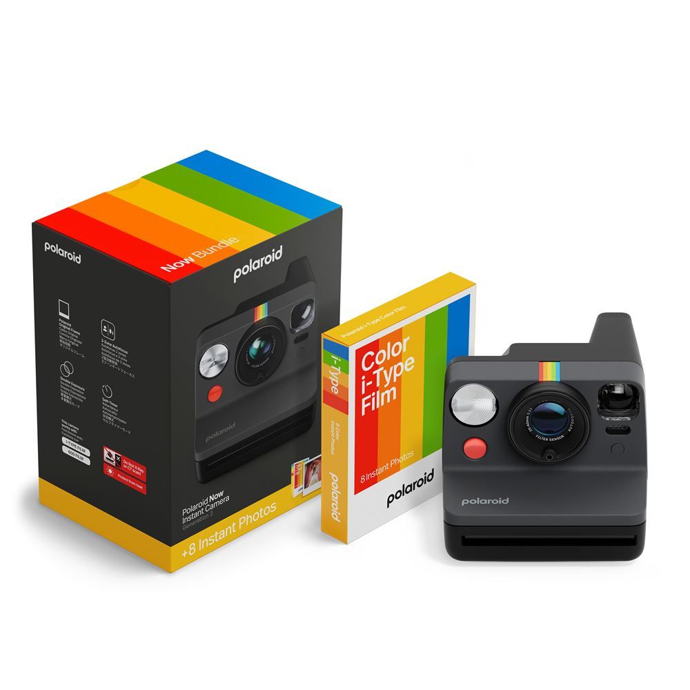 Polaroid Now Instant Camera + 8-Photo Film Pack (Black)