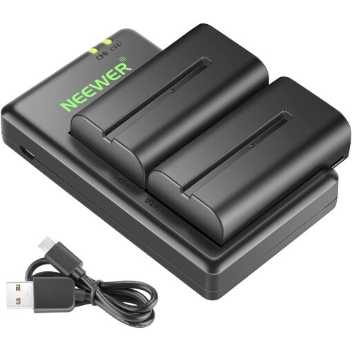 Cargador de batería Neewer NP-F550 compatible con Sony NP-F (2 unidades, negro)
