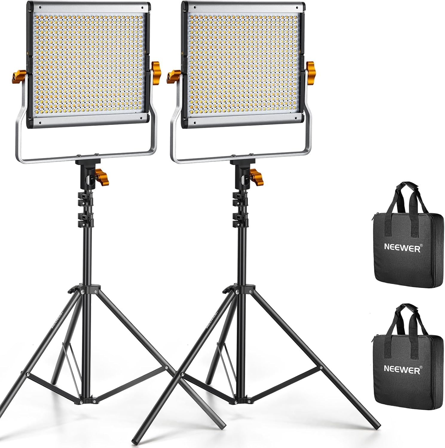 Kit de luz de vídeo Neewer 480 LED - 2 unidades, de dos colores con soporte U y soporte de luz