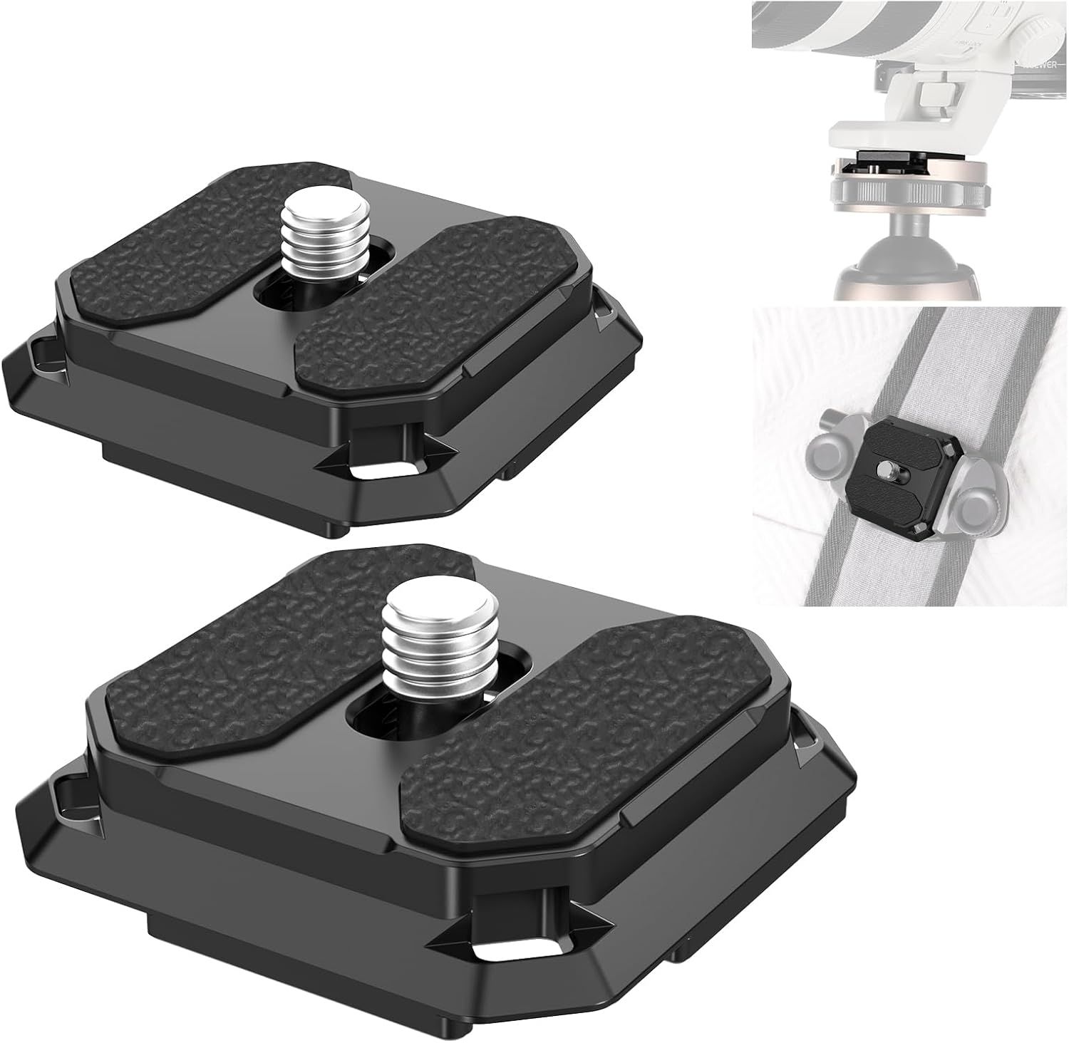 Lot de 2 plaques de dégagement rapide carrées Neewer 38 mm Type Arca QR compatible avec Peak Design Capture V3, tête de trépied à sangle d'épaule avec interrupteur rapide