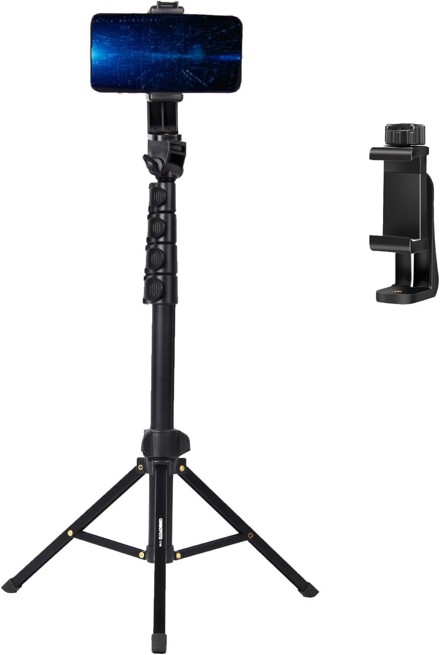Twinsim Professional 168cm Aluminium Portable Phone Tripod, Universal Smartphone/iPhone Holder for Travel, Vlogging