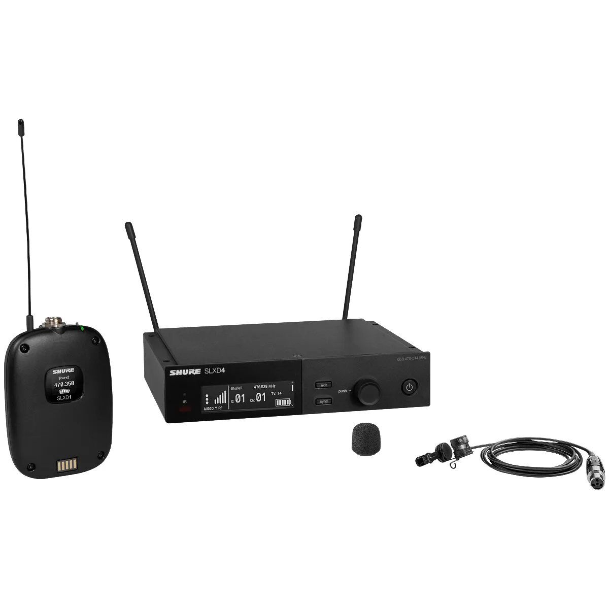 Shure SLXD14E 85M J53 Wireless Transmitter/Receiver Set with Lavalier Microphone - J53 Band (562-606 MHz)