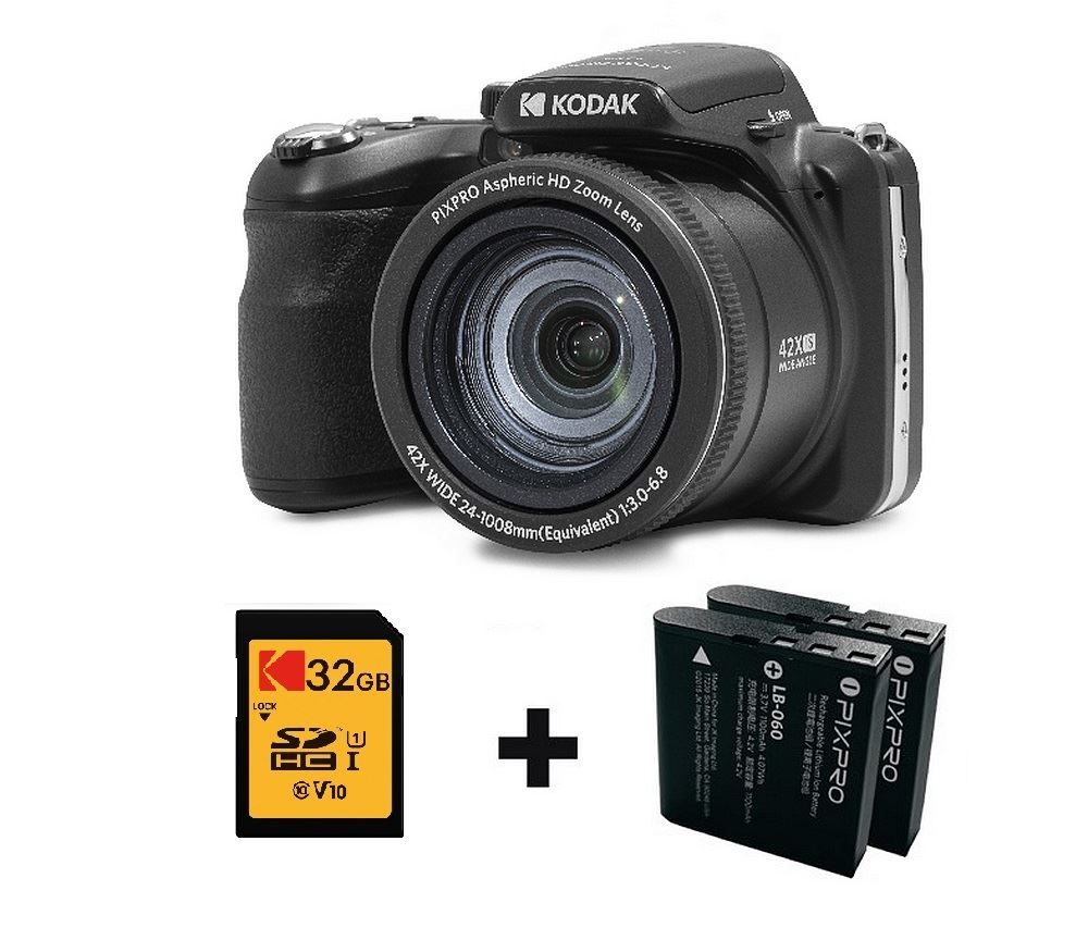 Kodak PIXPRO AZ425 Digital Camera Black + Extra Battery LB060 + 32GB Memory Card