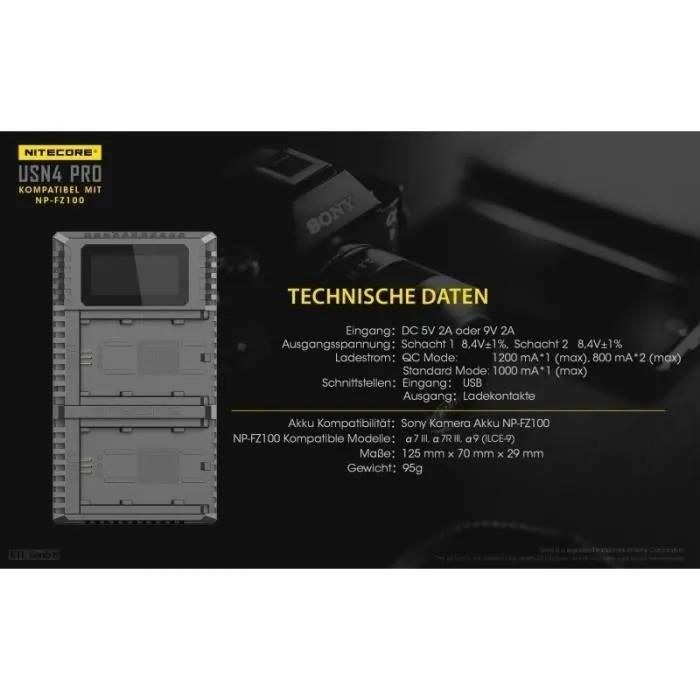 Nitecore USN4 PRO USB Charger for Sony Cameras
