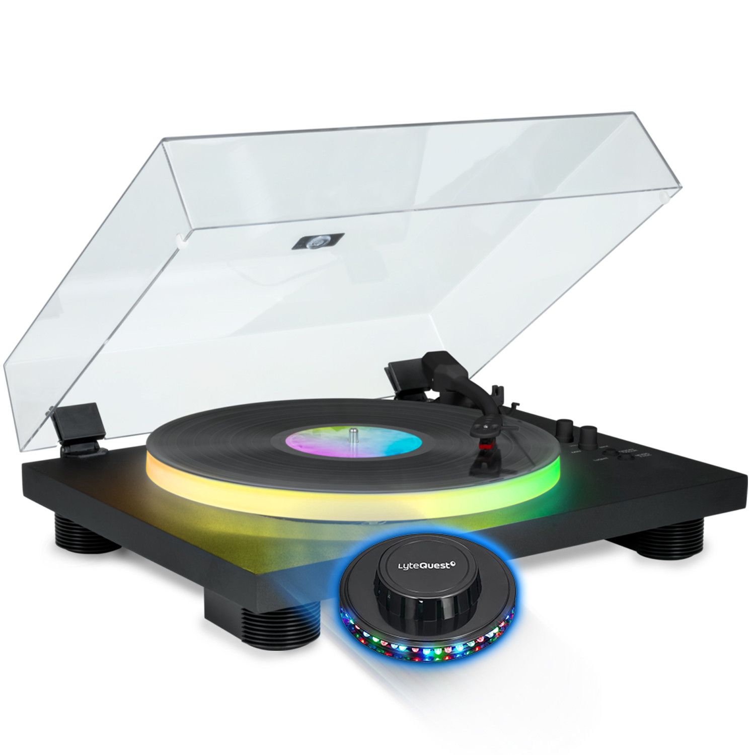 Pickering PartyBTTDLight Bluetooth Turntable with Lighting - 6W RMS, LED UFO Light