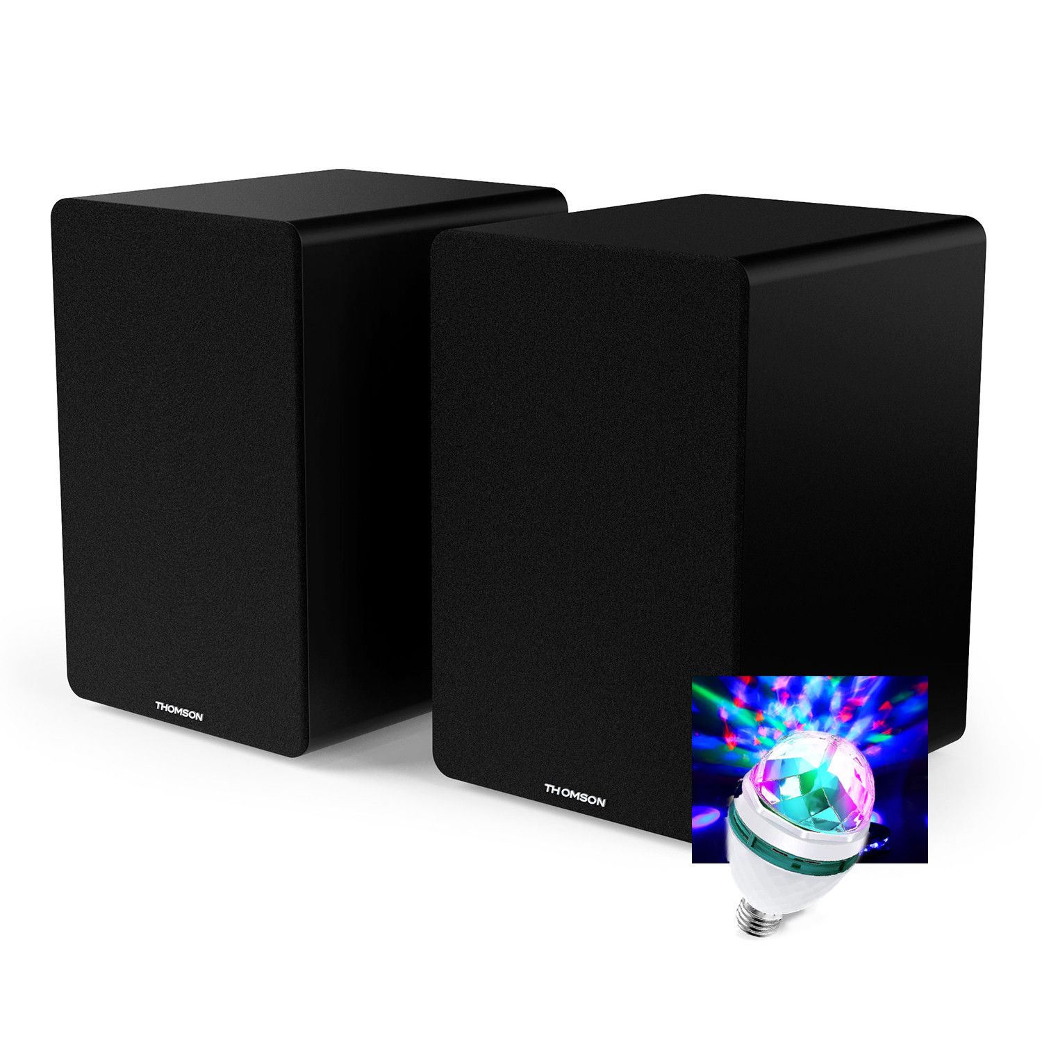 Altavoces de estantería Pickering WS400DUO - 50W Bluetooth 5.0 con panel de madera y luz LED DIAMS