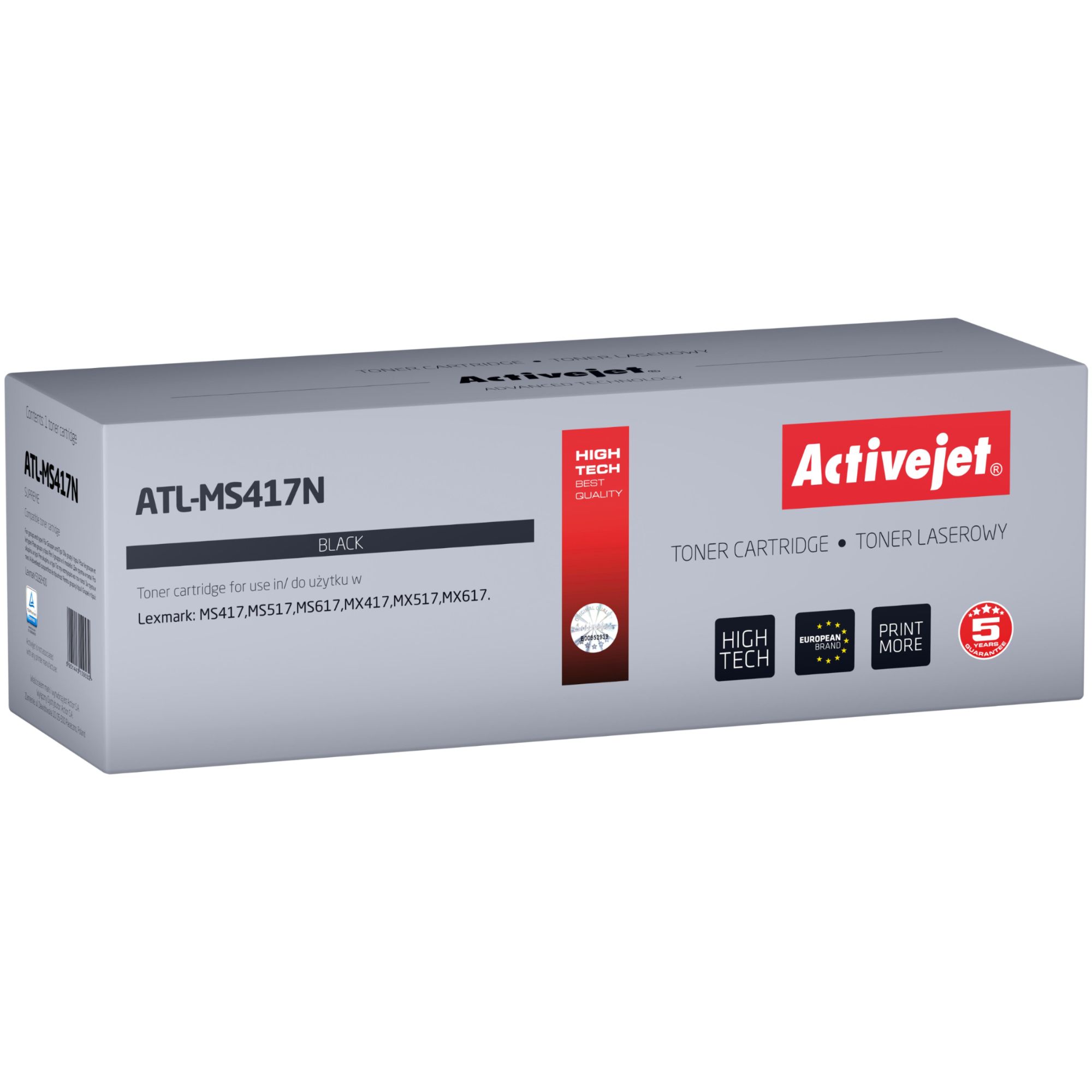 Activejet ATL-MS417N Toner Cartridge (Lexmark 51B2H00 Replacement; Black, 8500 Pages)