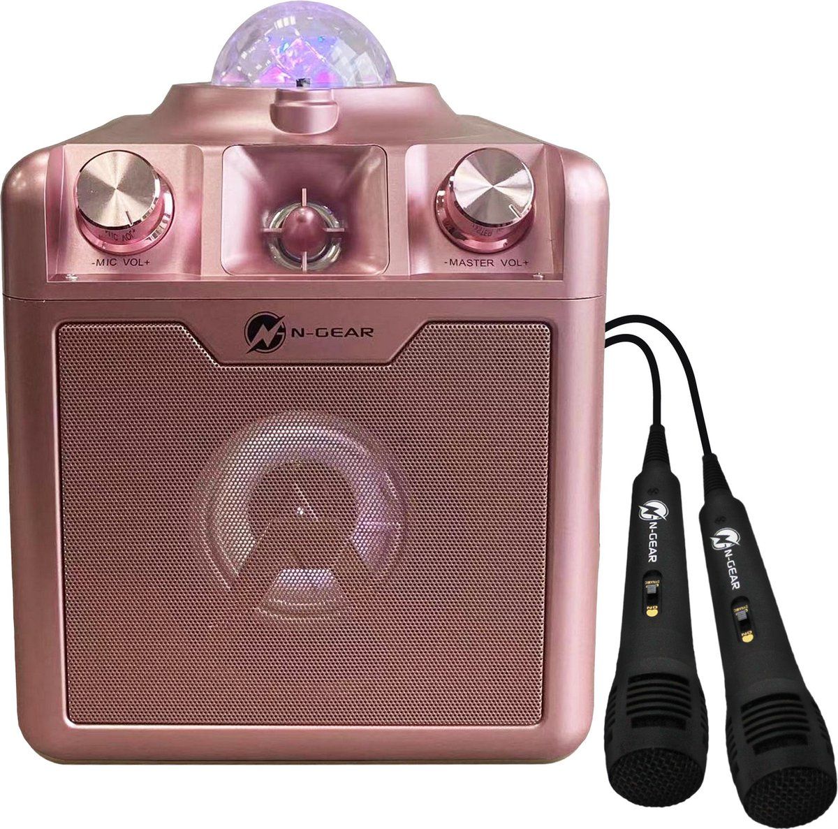 N-Gear Disco Star 710 Wireless Bluetooth Speaker - Karaoke Set - Space Pink